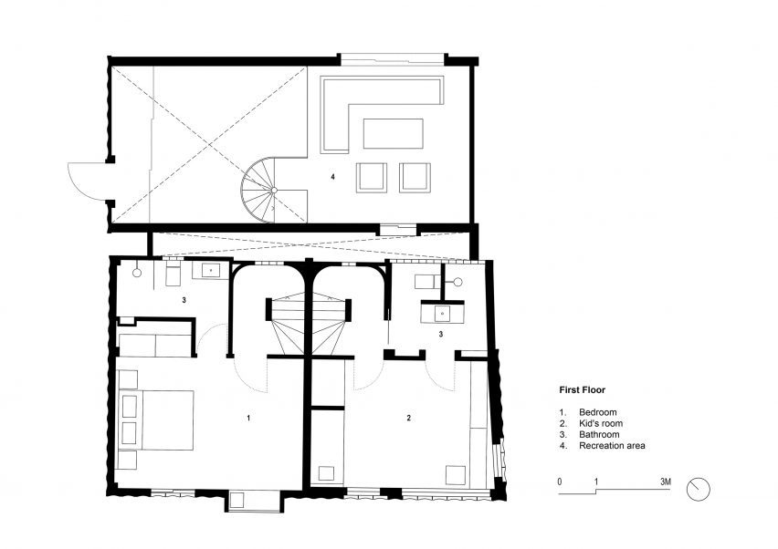 First floor plan of a housing scheme in Cambodia by Bloom Architecture
