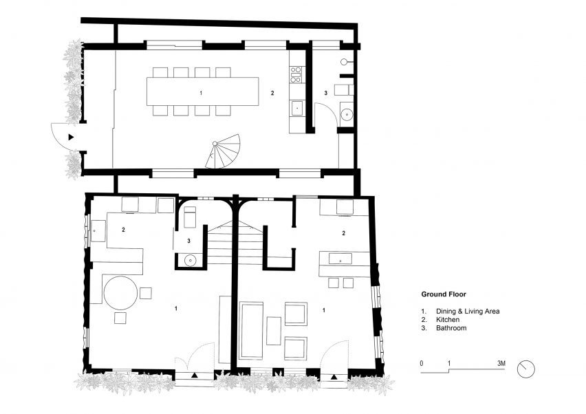 Ground floor plan of a housing scheme in Cambodia by Bloom Architecture