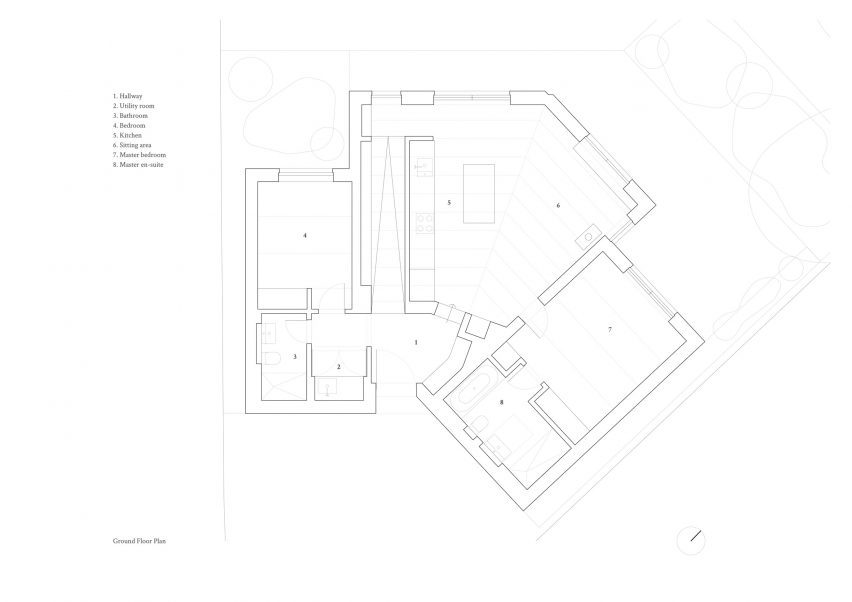 Floor plan of Butterfly House by Oliver Leech Architects