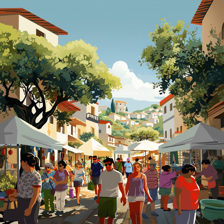 Illustration of Solano county city California Forever by Flannery Associates