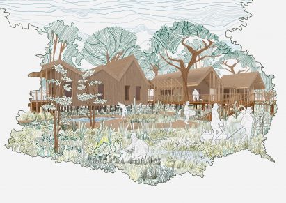 Illustration of Morfa Wetlands in Carmarthen, Wales