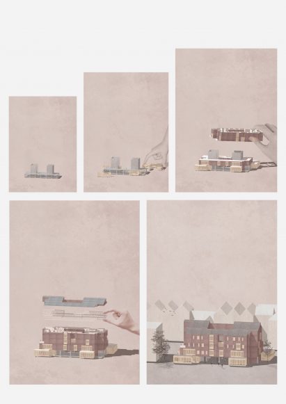 Visualisation of a model of a post-war housing block showing the different layers