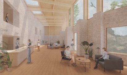 Visualisation of the foyer of a shelter for domestic abuse survivors