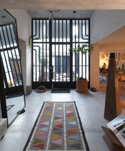 A large wrought iron door