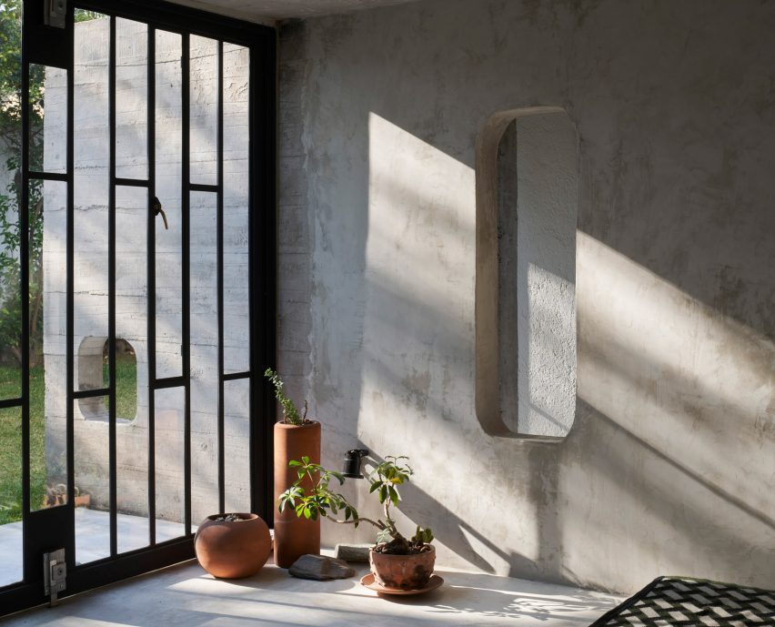 A rectangular cut out in a wall