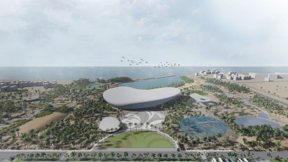 Visualisation showing vast museum site on the coast