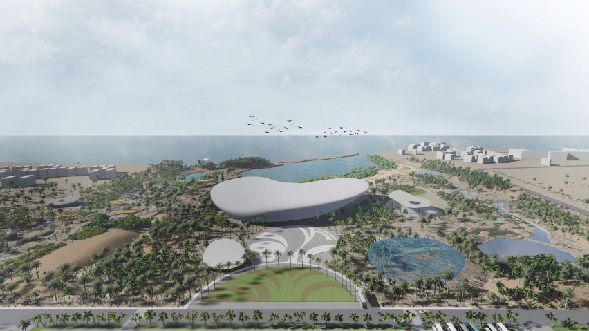 Visualisation showing vast museum site on the coast