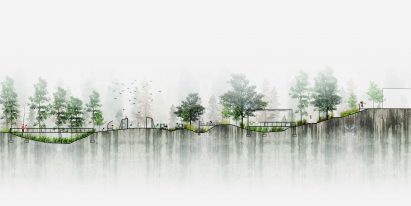 Visualisation showing an outdoor learning centre
