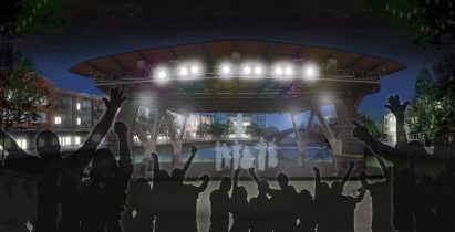 Visualisation of people watching a band at a music venue