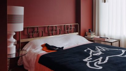 Photo of a red bedroom