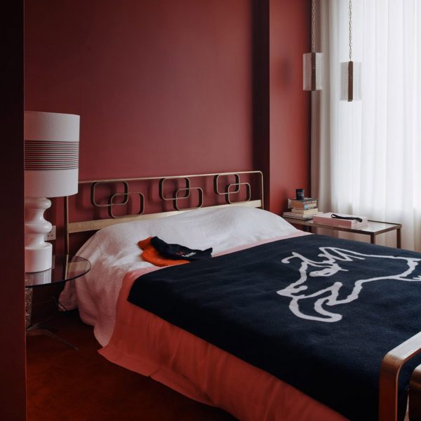 Photo of a red bedroom