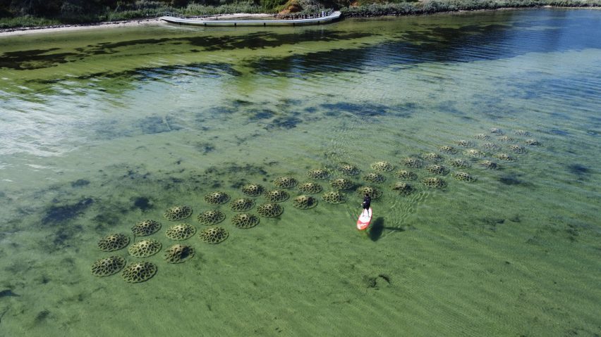 Erosion Mitigation Units form a break water 60 meter offshore
