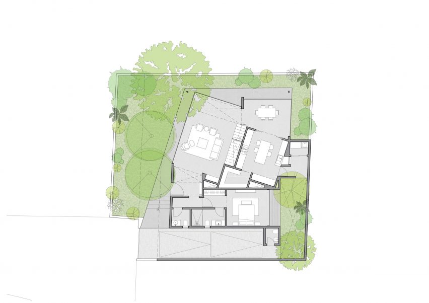 Ground floor plan of Debris Block House by CollectiveProject