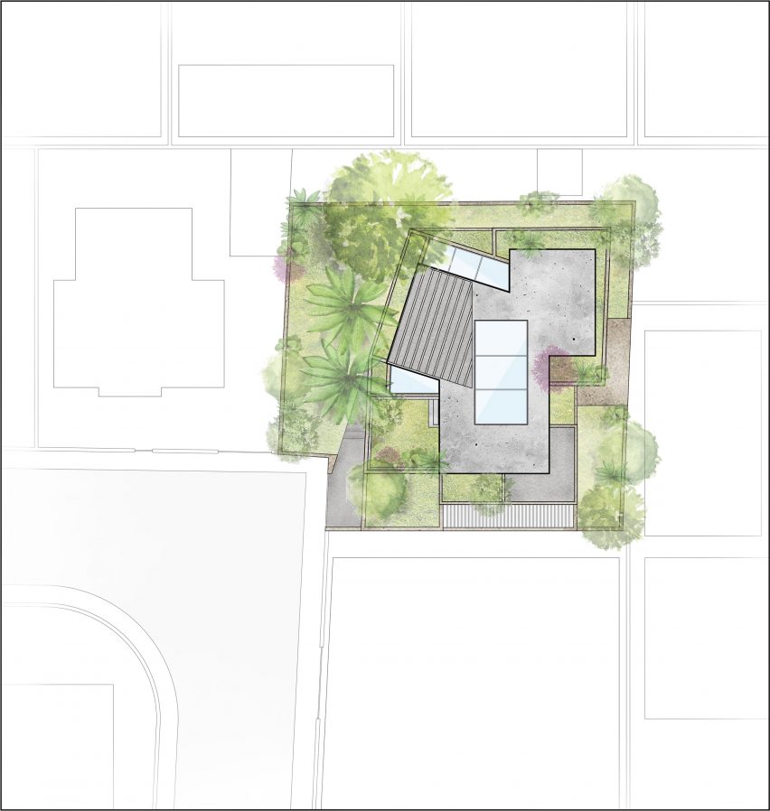 Roof plan of Debris Block House by CollectiveProject