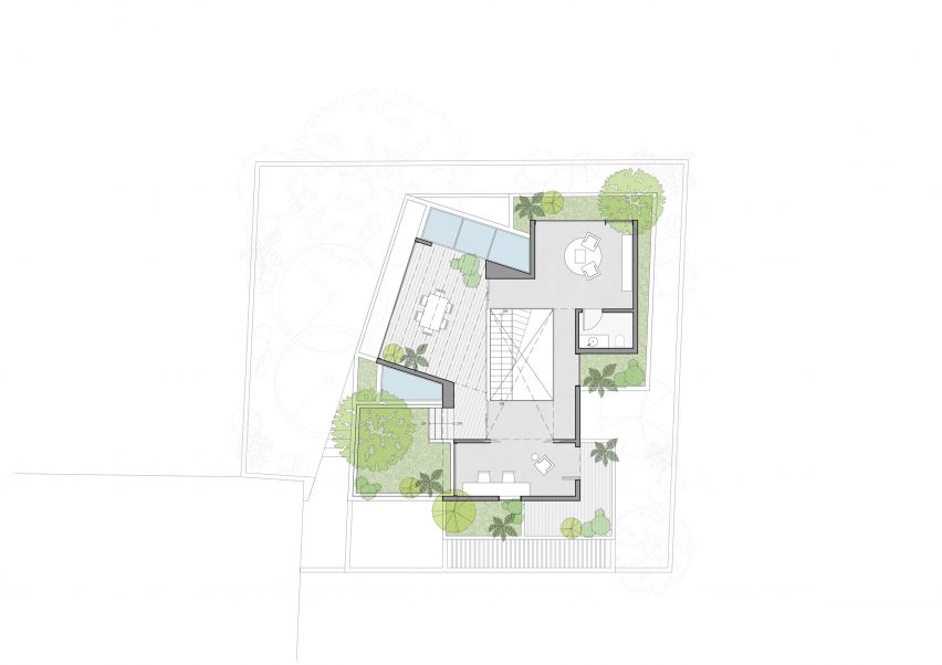 Second floor plan of Debris Block House by CollectiveProject