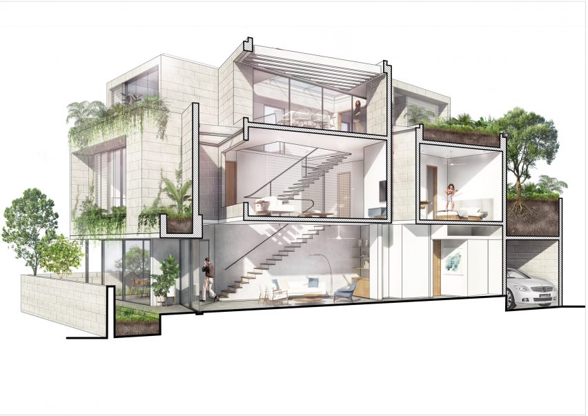 Section of Debris Block House by CollectiveProject