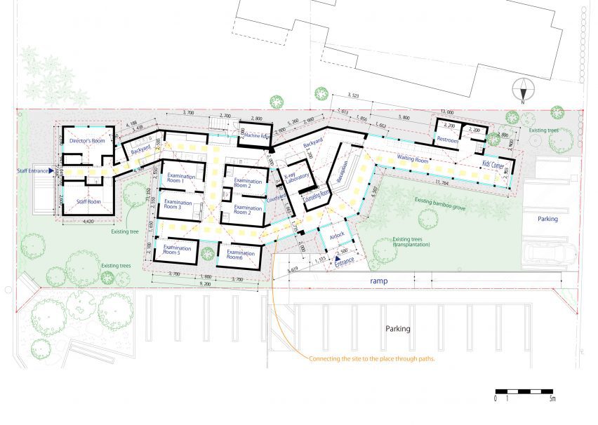 Floor plan of Dentistry Coexisting with Nature by TSC Architects