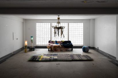 Fabric sculptures in adaptive reuse building