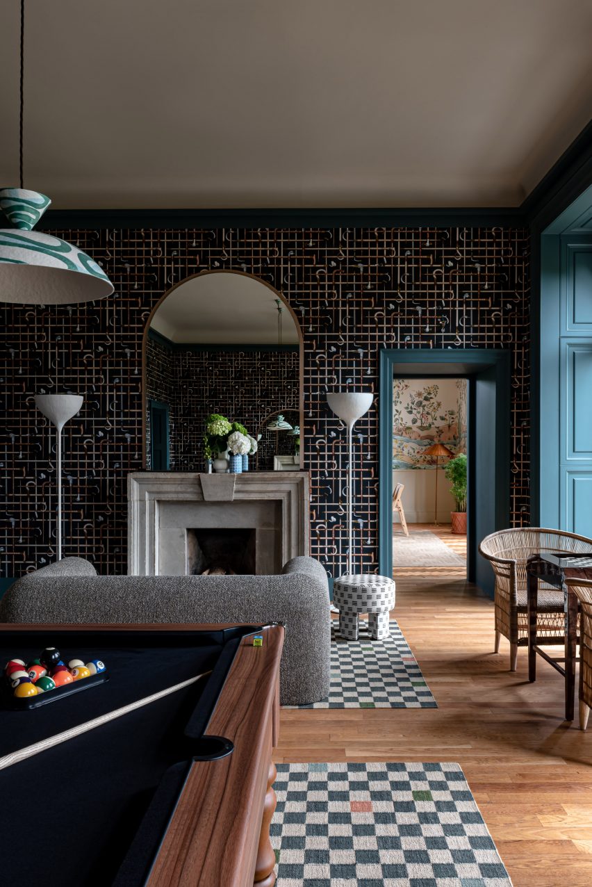 checkerboard carpet at Cowley Manor Experimental