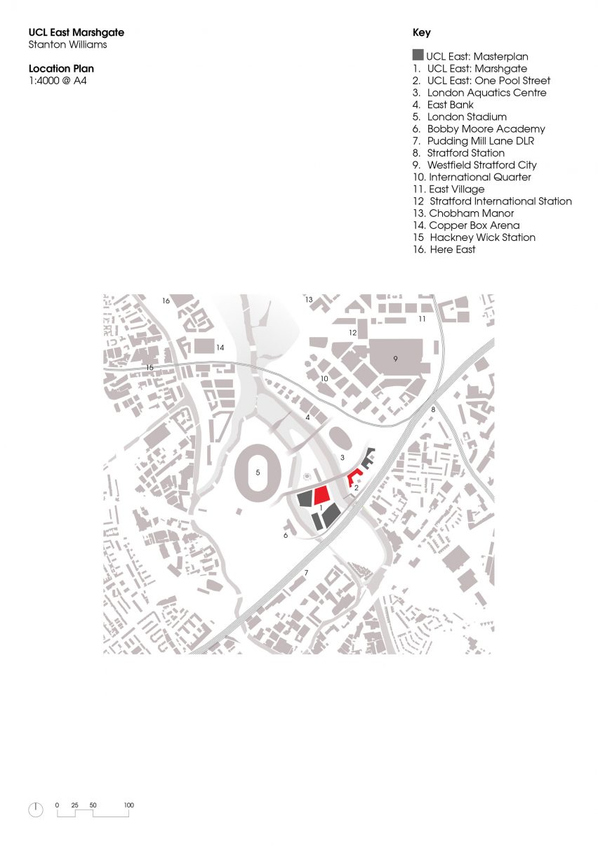 Site plan of UCL East Marshgate by Stanton Williams