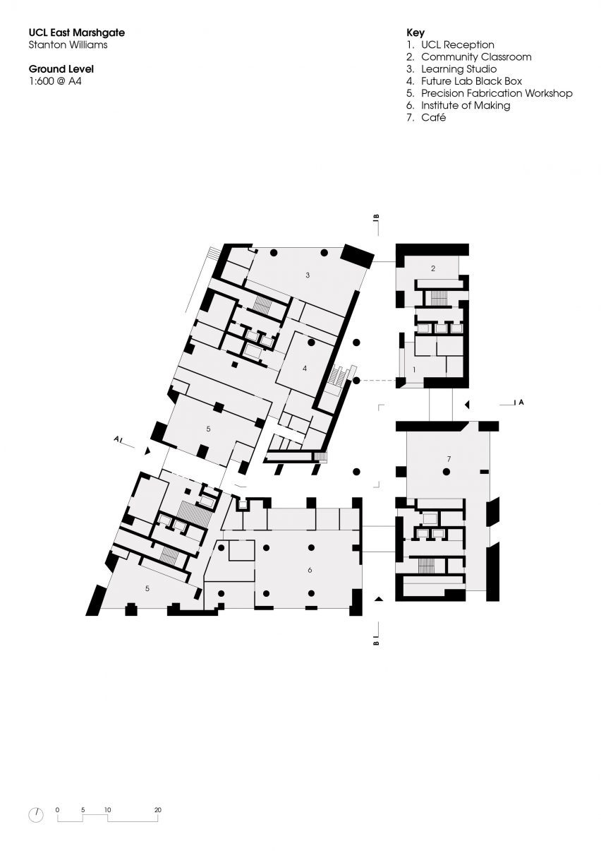 Ground floor plan of UCL East Marshgate by Stanton Williams
