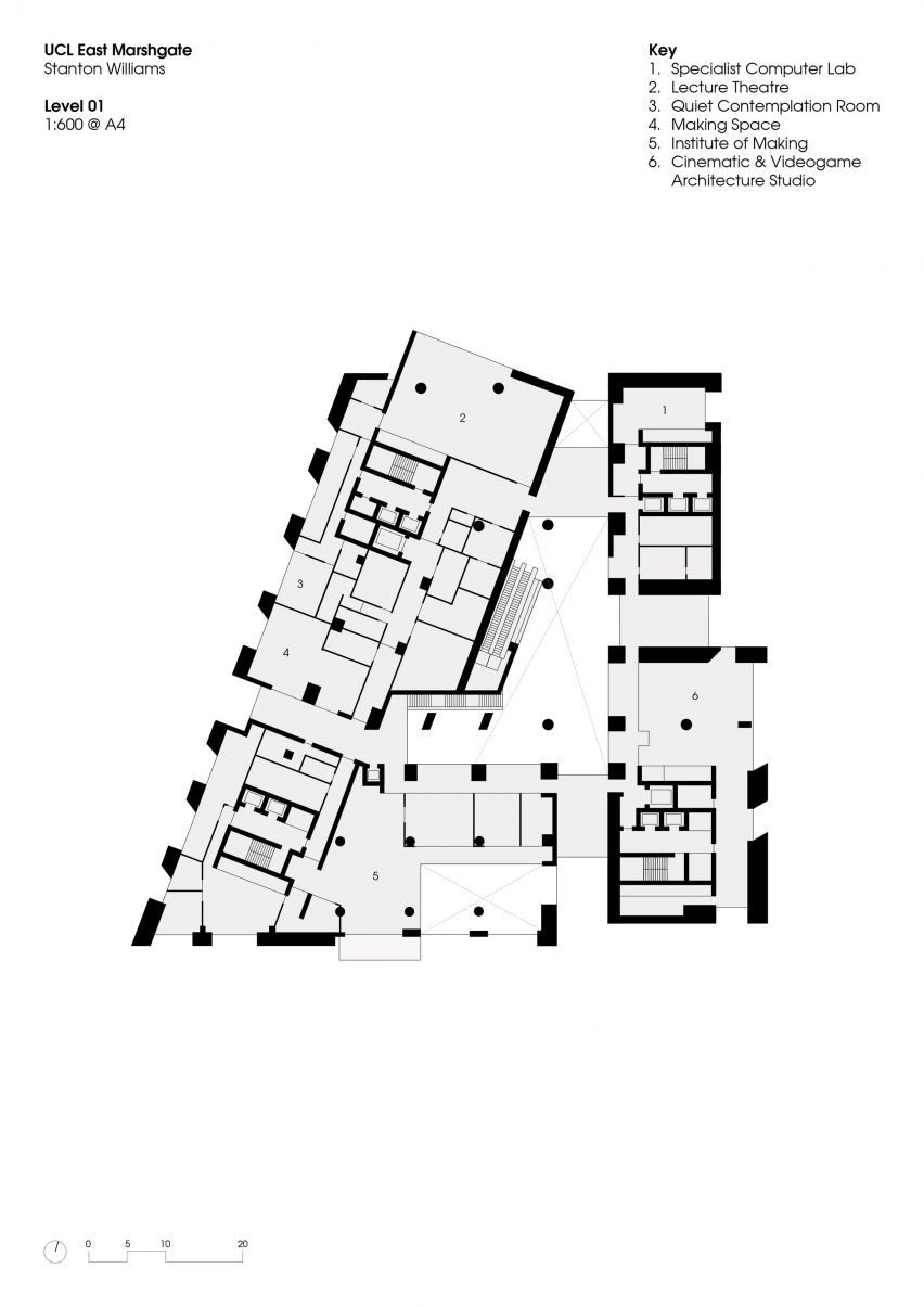First floor plan of UCL East Marshgate by Stanton Williams