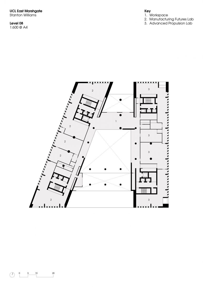 Eight floor plan of UCL East Marshgate by Stanton Williams