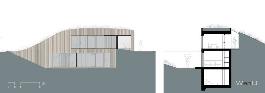 Elevation and section of The House Under The Ground by WillemsenU