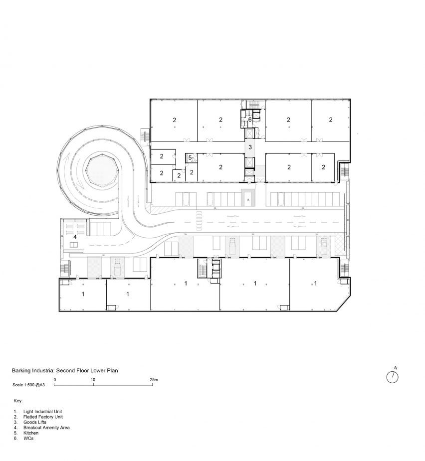 Second floor lower plan of Industria by Haworth Tompkins