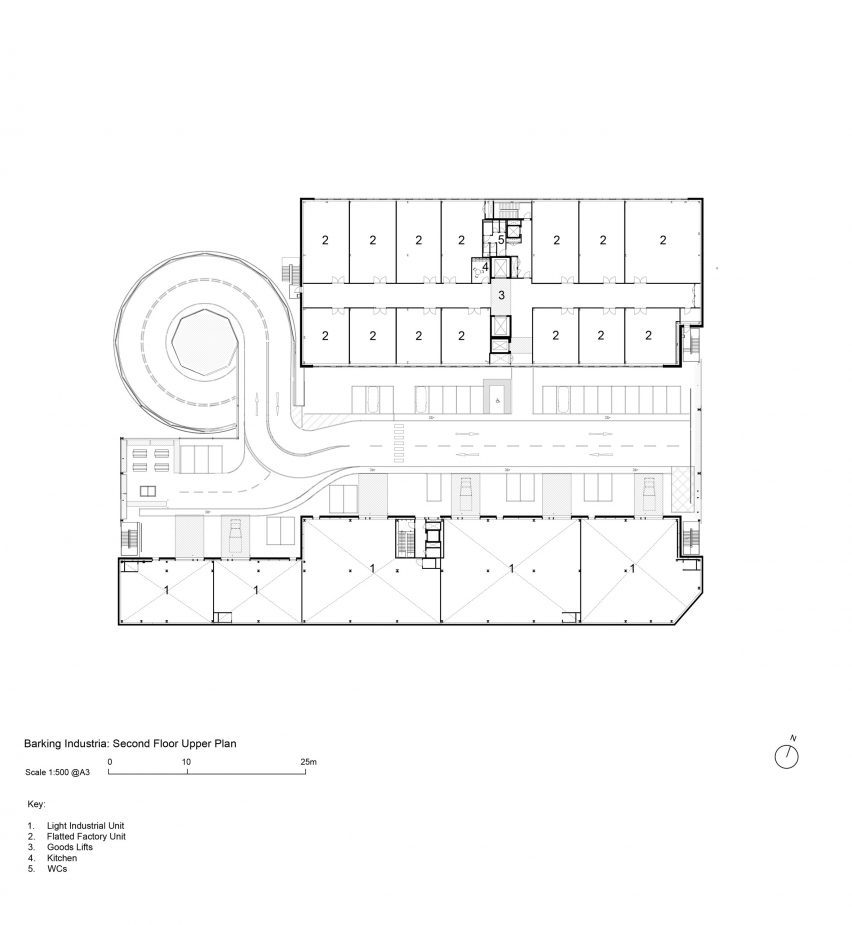 Second floor upper plan of Industria by Haworth Tompkins