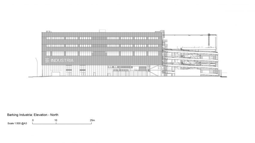 Elevation drawing of Industria by Haworth Tompkins