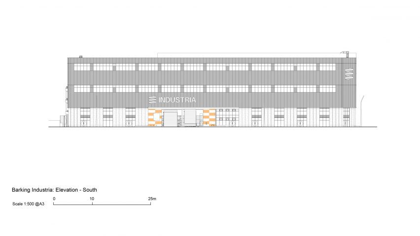 Elevation drawing of Industria by Haworth Tompkins