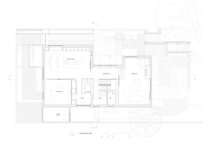 Ground floor plan of Fohlenweg by O'Sullivan Skoufoglou Architects
