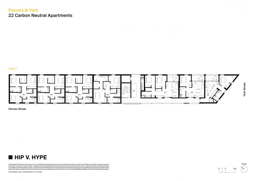 First floor plan of Ferrars and York apartments by Hip V Hype and Six Degrees Architects