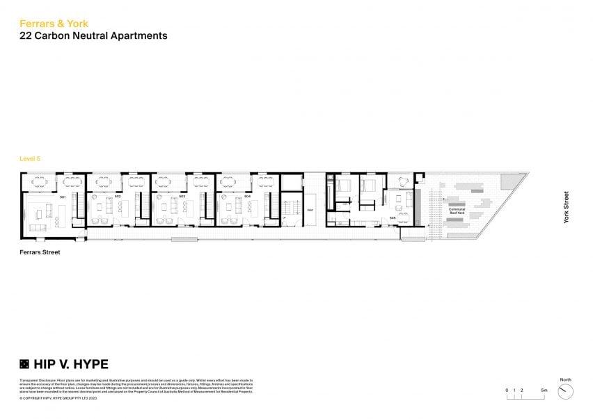 Fifth floor plan of Ferrars and York apartments by Hip V Hype and Six Degrees Architects