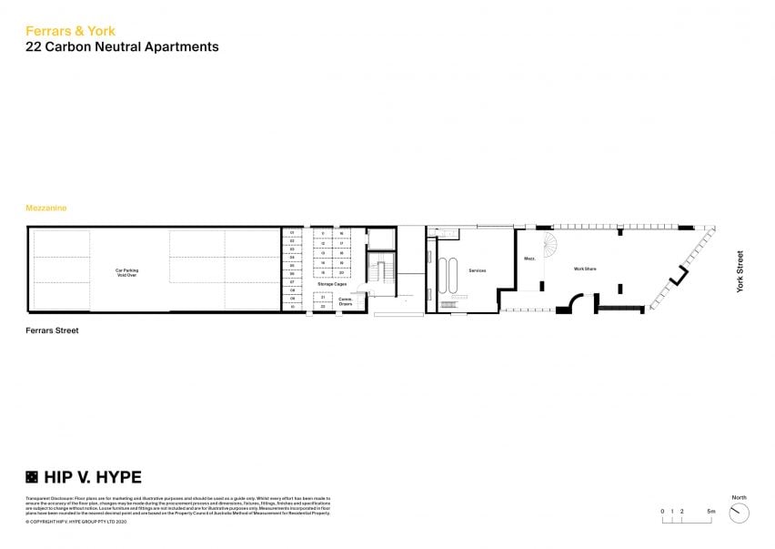 Mezzanine floor plan of Ferrars and York apartments by Hip V Hype and Six Degrees Architects