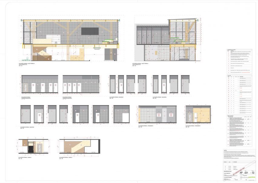 Section drawings of the mass timber McDonald's in Sao Paulo by Superliamo