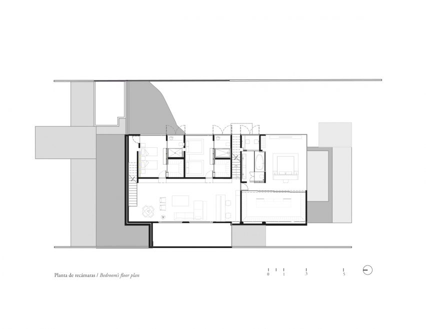 Bedroom floor plan at Casa Madre by Taller David Dana