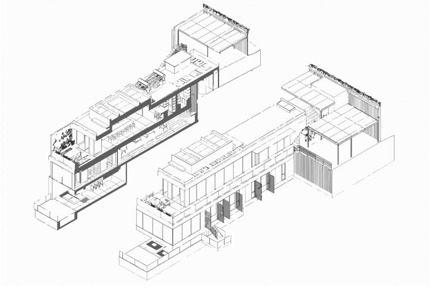 Axonometric drawing of Casa Madre by Taller David Dana