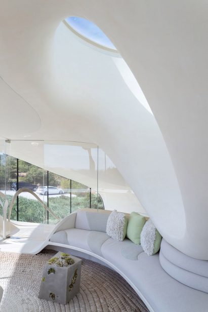 Skylight in white smooth modern home interior
