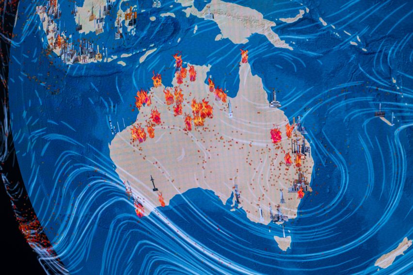 A digitized map with little fires
