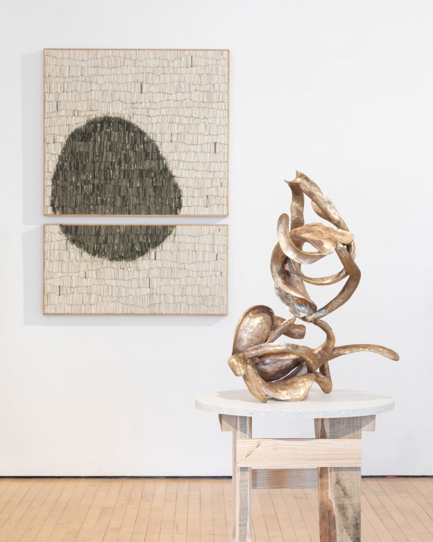 Untitled Ceramic tiles by Carl Koch with The sky speaks and sometimes I see by Unu Sohn