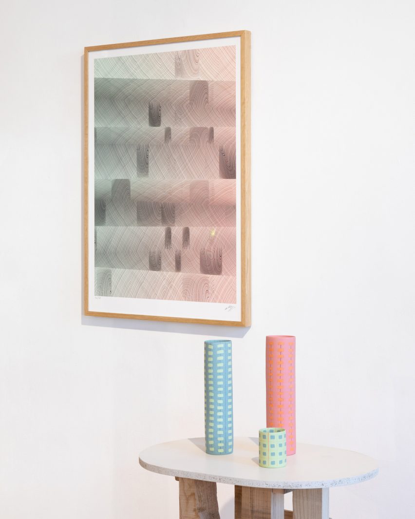 2D3D_04 Framed Giclée Print by Raw Edges and Stitched Vases by Alice Adler