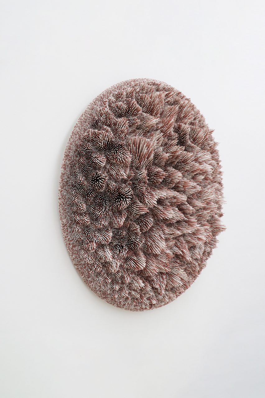 Textural wall artwork at the Growth and Form exhibition at Gallery Fumi