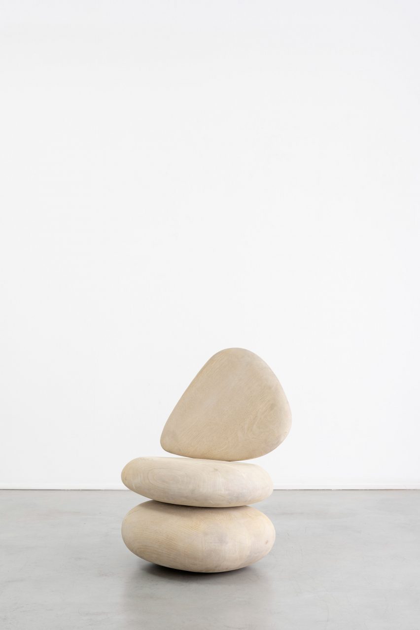 Stone chair at the Growth and Form exhibition at Gallery Fumi