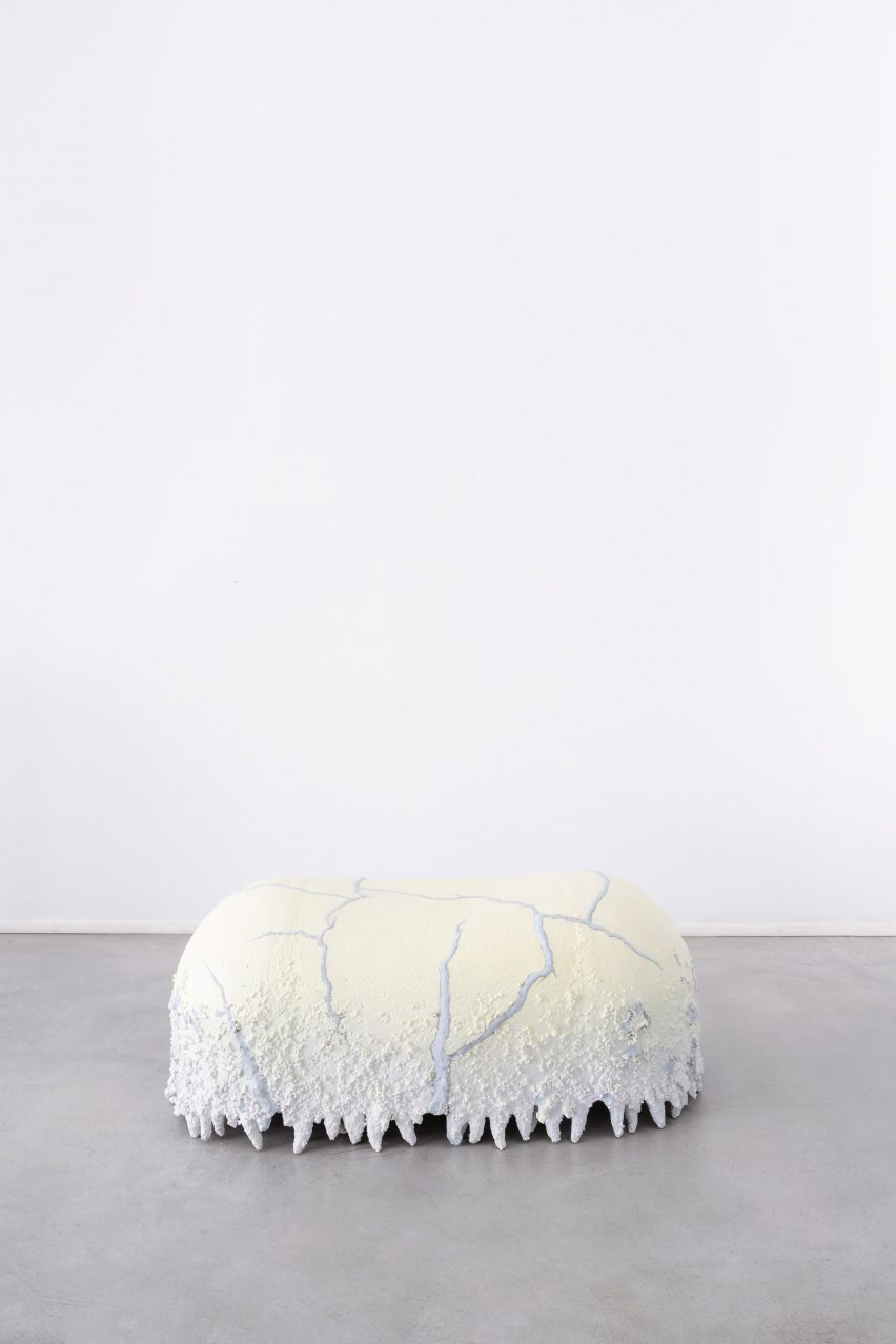 White seating at the Growth and Form exhibition at Gallery Fumi