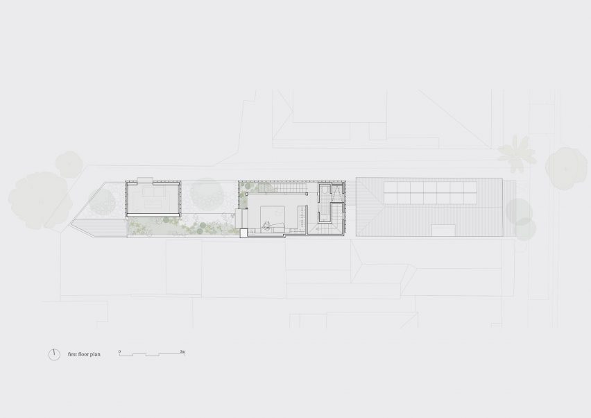 First floor plan of Garden Tower House by Studio Bright