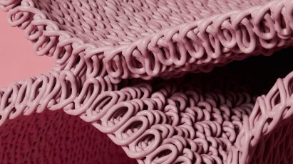 Photo of detail of the Digitally Woven chair by Gareth Neal and the New Raw