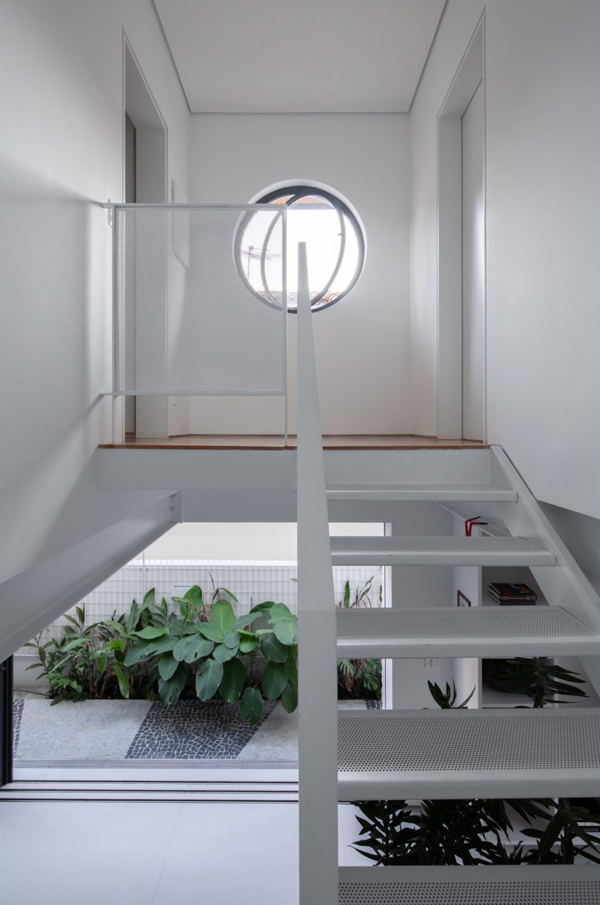 White staircase in a Sao Paulo home