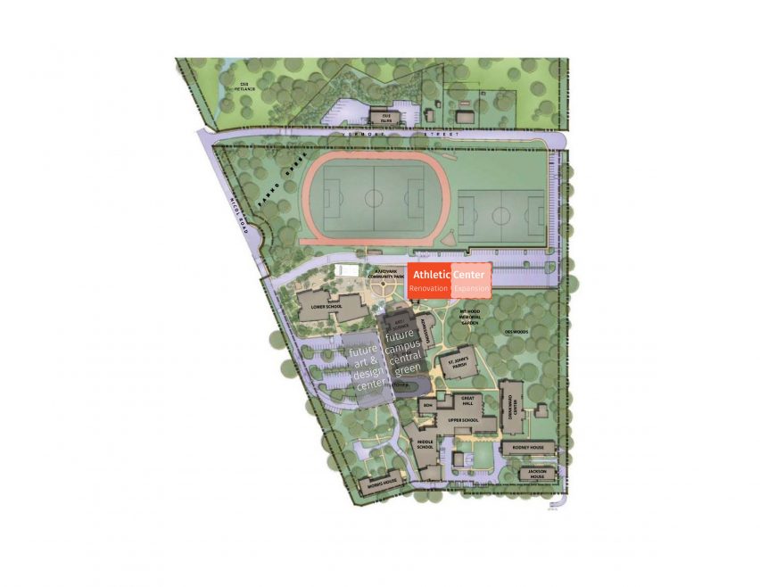 Site plan for the Oregon Episcopal School Athletic Center by Hacker Architects